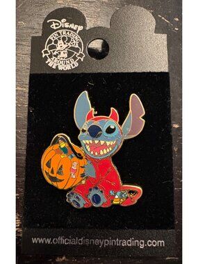 Disney Stitch Halloween Trading Pin Pumpkin Bucket Devil Costume Trick or Treat